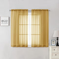 Lecloud Gold Sheer Curtains 54 Inch Length 2 Panels, Light Filtering Voile by Lecloud