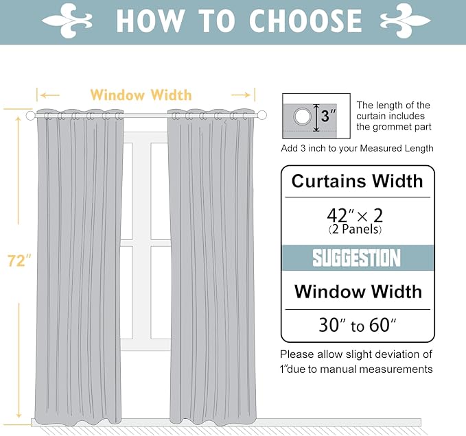 ChrisDowa Blackout Curtains 72 inches Long for Bedroom - 2 Panels Set Grommet Thermal Insulated Room Darkening Curtains for Living Room (Beige, 42 x 72 Inch)