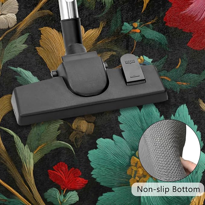 Flower Half Round Door Mat Semi Circle Rug Half Moon Doormat | Soft Washable Colorful Vintage Welcome Entrance Mat for Outdoor Indoor Floor Bedroom Bathroom Home Kitchen Festival Decor