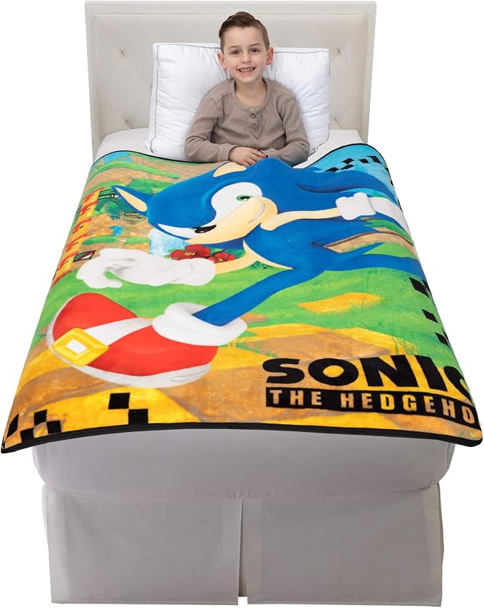 Franco Kids Bedding Super Soft Micro Raschel Throw, 46 in x 60 in, Sonic The Hedgehog, Anime