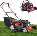 18-Inch Gas Lawn Mower, 131cc 4-Stroke OHV Engine, 3-in-1 Push Walk-Behind | 18" Blade | 3-in-1 Mulch/Bag/Rear Discharge with 50L Grass Tank | Yard Garden | 8 Cutting Height Adjustment | Steel Deck