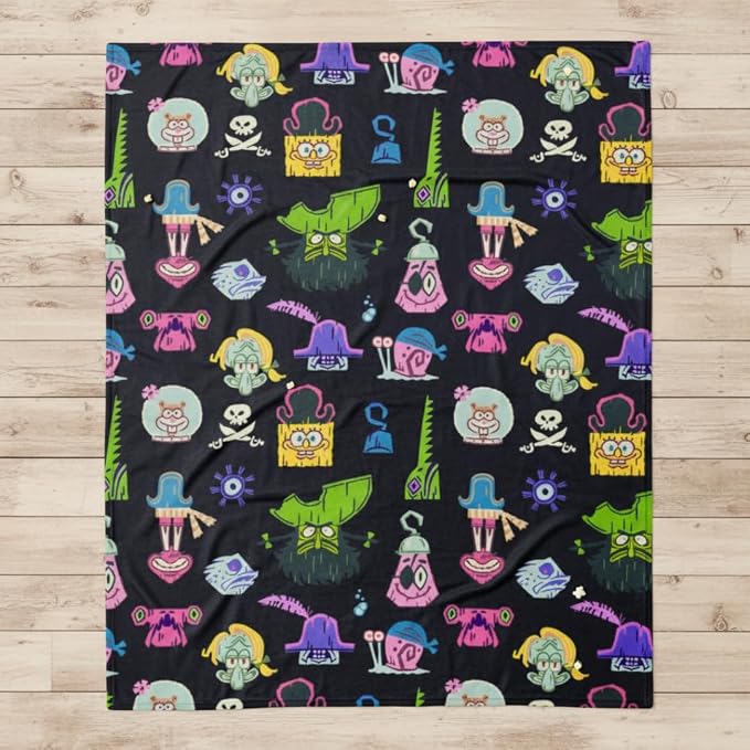 The Spongebob Movie: The Search for Squarepants Halloween Throw Blanket, Kids Pirate Super Soft Cozy Plush Bedding, 46" x 60", (Officially Licensed Product) by Franco