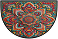 Flower Half Round Door Mat Semi Moon Rug Fireplace Carpet Area Rugs | Colorful Bohemia Non Slip Absorbent Half Circle Mat Carpet for Indoor Outdoor Patio Kitchen Bathroom Entryway Home Decor