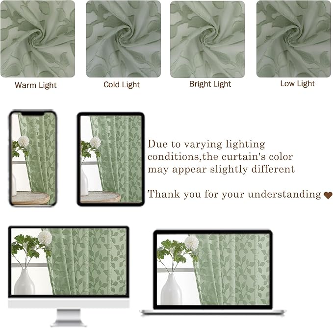 Chyhomenyc Extra Long Sage Green Sheer Curtains 120 Inch Length 2 Panels Set - Image 3