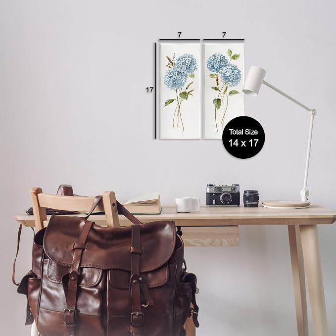 Blue Hydrangea Long Stems, 7 x 17 Inch Mounted Print on Wall Plaque Set | Stupell Industries · By Nan · Ready to hang · Made in USA