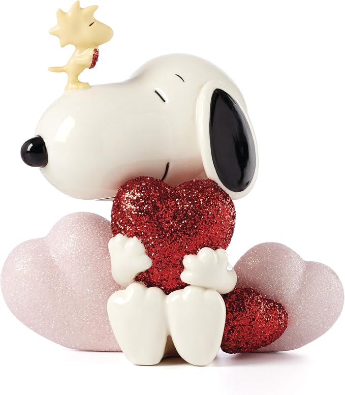 Lenox Peanuts Snoopy Love Valentine's Day Figurine | hand-painted ivory china with gold accents | 4.75 inch height | collectible gift for snoopy fans, gift for women