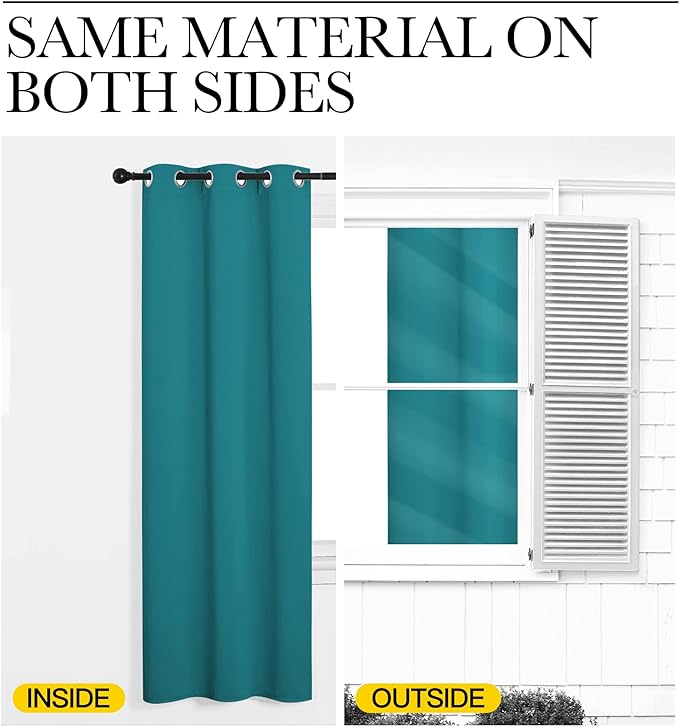 NICETOWN Room Darkening Curtains 84 inch Length 2 Panels, Thermal Insulated Grommet Blackout Curtains for Modern Casual Elegant Bedroom Kids Room Theme Decoration (Peacock Teal, 2 Pieces, W34)