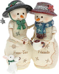 Pavilion Gift Company - Fros-Tea Friends - 4.5" Hand Painted Resin The BirchHearts Collectible Double Snowman Figurine Decorative Holiday Christmas Decor Statue Bunny Rabbit Tea Lover