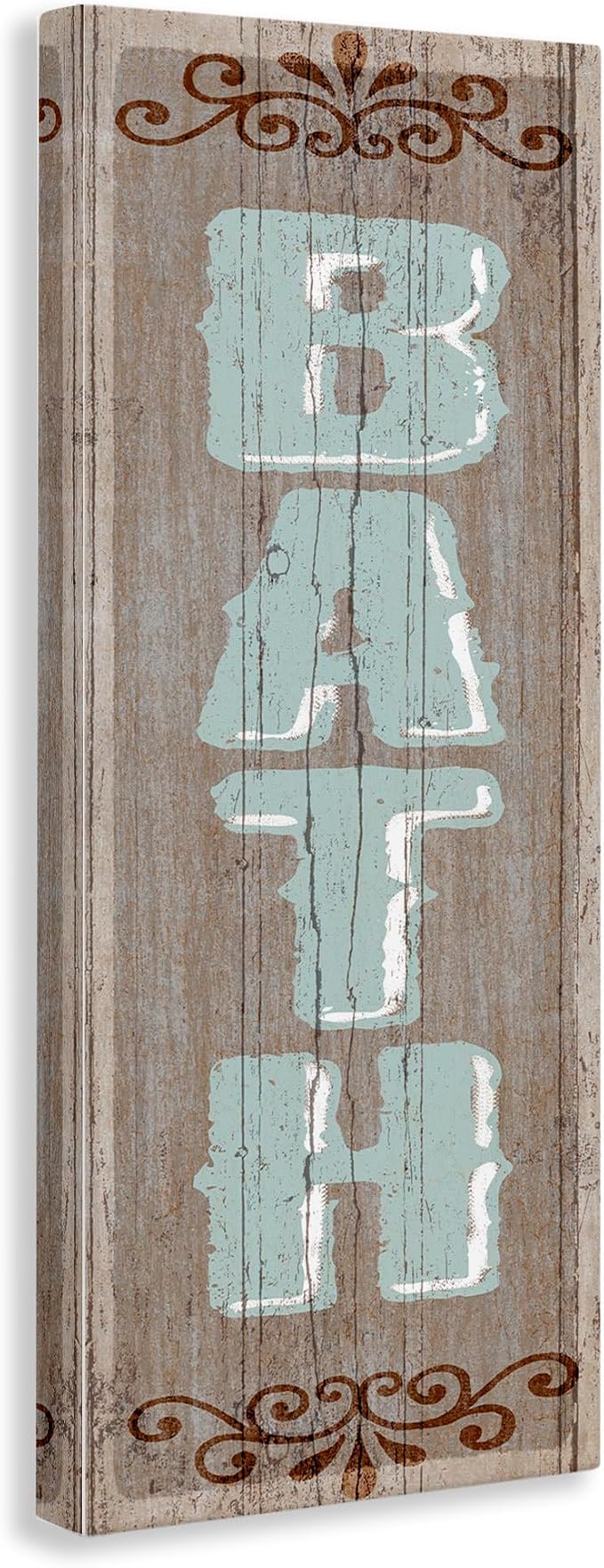 Stupell Industries 'Rustic Charm Bath Sign', Canvas Art, 13 x 30 Inches, Easy to Hang and Sturdy, Made in USA, by Art Licensing Studio