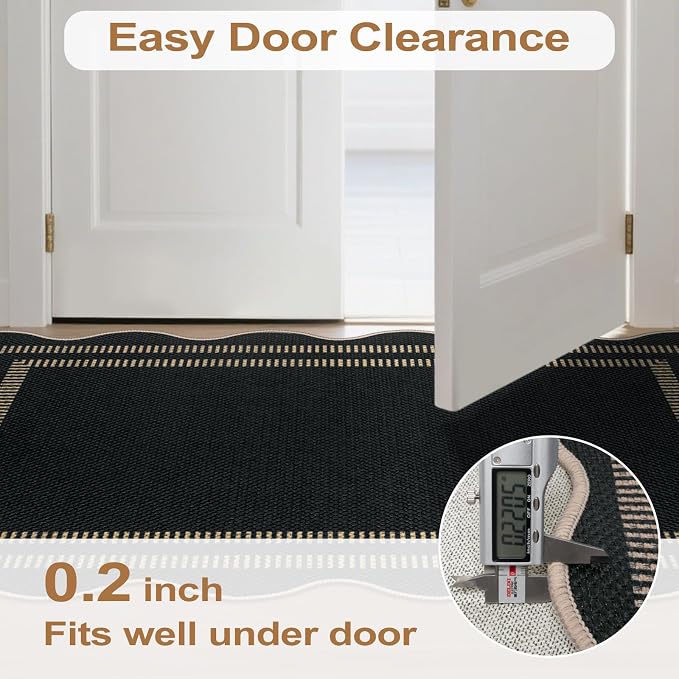 Modern Hallway Runner Rug, 2x6 Washable Easy Jute Rugs for Entryway Kitchen Farmhouse Indoor Outdoor Carpet, Non Slip Runner for Bedroom Porch Laundry