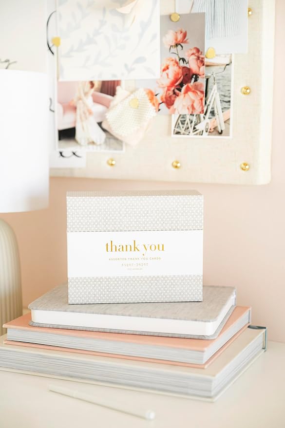 Sugar Paper Thank You Card Box, Greeting Assortment, Set of 12 Thank You Cards and Envelopes, Blank Inside, 6.25" x 2" x 5" Storage Box, 4.25" x 5.5"