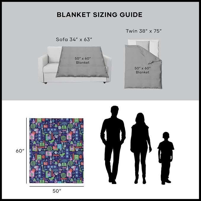 Spongebob Squarepants Reef Pattern Silk Touch Throw Blanket, Soft Plush Bed & Couch Cover, 50 x 60 Inches