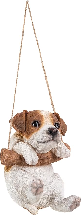 Hi-Line Gift Ltd, Hanging Pet Pals Jack Russell Terrier Puppy, 5-inch Height, Indoor Outdoor Statue Figurine