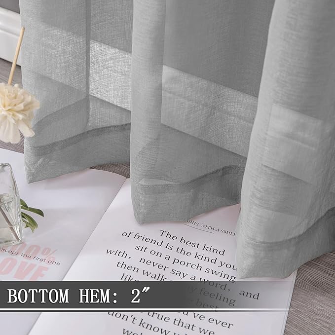 Tollpiz Short Sheer Curtain Linen Textured Living Room Curtains Sheer Light - Image 4