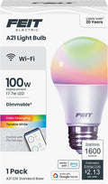 Feit Electric Smart Light Bulbs, A21 RGBW Color Changing, 100W Eq - 1 Pack
