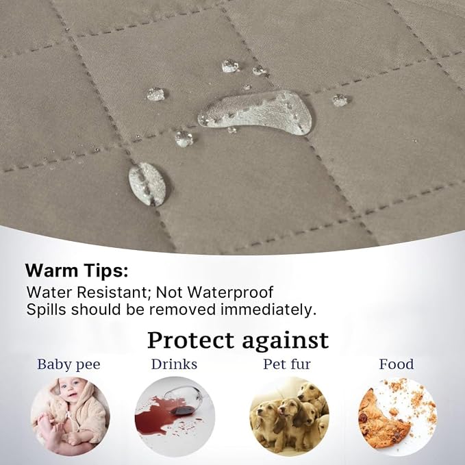 H.VERSAILTEX Reversible Sofa Cover Couch Cover for 3 Cushion Couch Water Resistant Furniture Protector for Pets Durable Sofa Slipcover with Non Slip Elastic Strap(Sofa, Khaki/Beige)