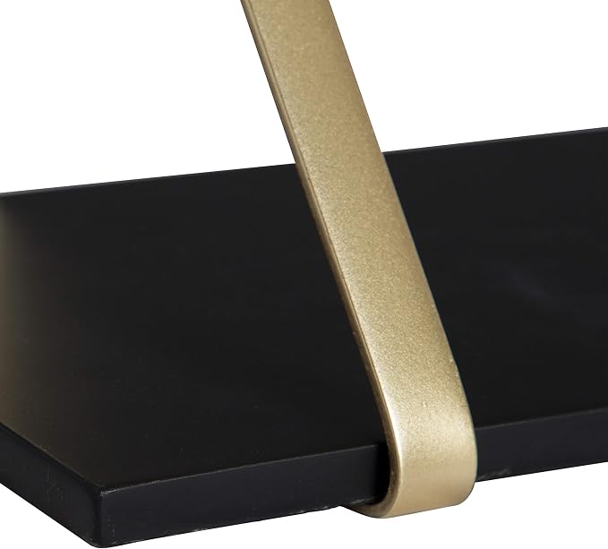 Kate and Laurel Soloman Black Wooden Shelves with Gold Metal Brackets, 2 Piece Set