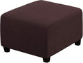 H.VERSAILTEX Square Ottoman Covers Ottoman Slipcovers Folding Storage Stool Furniture Protector Form Fit with Elastic Bottom, Stretch High Spandex Small Checks Jacquard Fabric(Large,Chocolate)