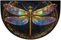 Dragonfly Half Round Door Mat Outdoor Doormat Bedroom Entrance Rug A17 | Bohemian Dragonfly Semi Moon Door Mat Non-Slip Absorbent Kitchen Rug Indoor Welcome Bath Mat 36" X 24"