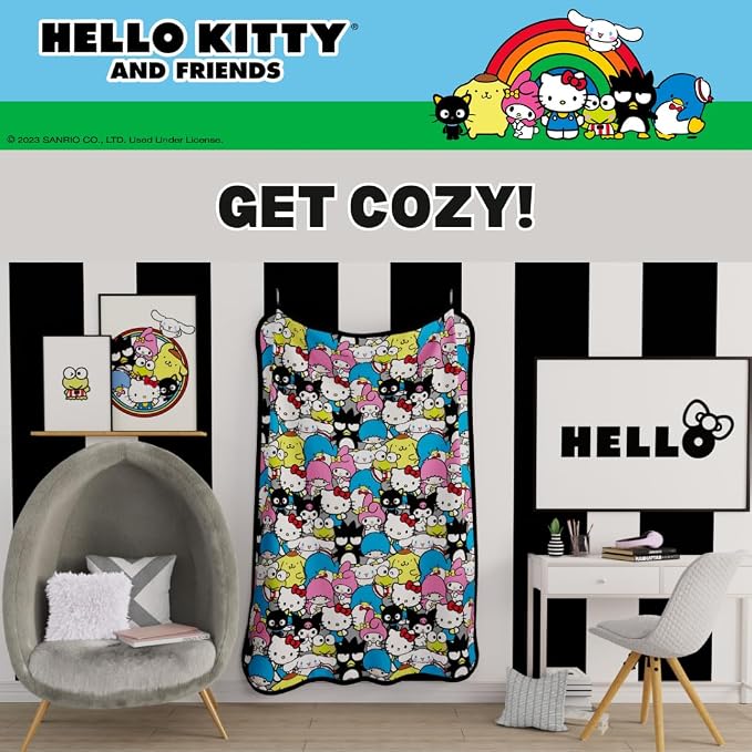 Collectibles Hello Kitty & Friends Bedding Super Soft Cozy Blanket, 62 in x 90 in, (Officially Licensed Product) by Franco