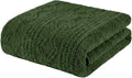 SUPERIOR Fleece Boho Jacquard Blanket, Decorative Blankets for Bedroom, Sofa, Fuzzy, Plush, Fluffy, Soft, Cute Room Decor, Beautiful Cover, Comfort Essentials, Arctic Collection, Full/Queen, Green