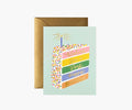 RIFLE PAPER CO. Cake Slice Birthday Cards, Boxed Set of 8 Folded Cards with Metallic Gold Envelopes, Full-Color Illustration, Blank Interior, 4.25" L x 5.5" W