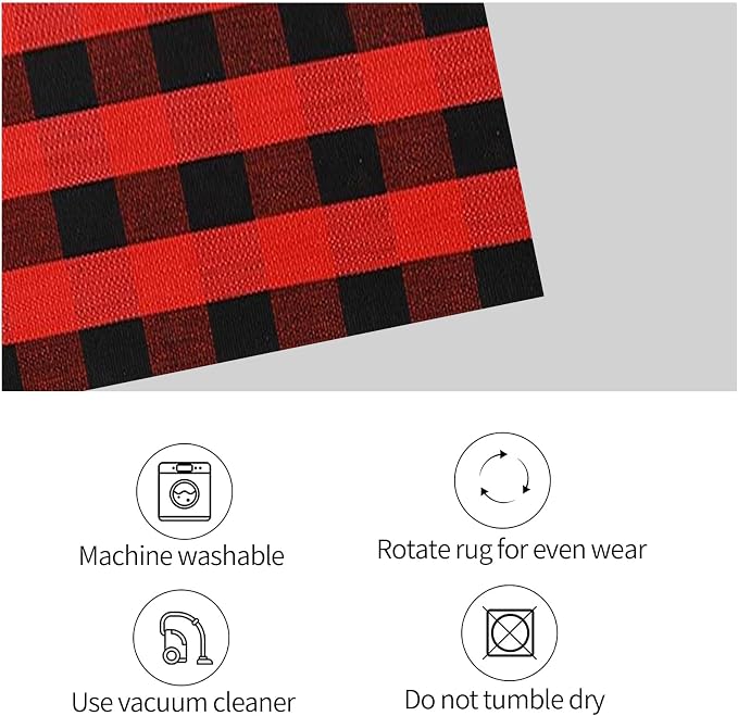 SEEKSEE Buffalo Plaid Outdoor Rug 27.5x43 Red and Black Front Door Mat, Layering Rug for Porch, Christmas Doormat, Front Porch Rug for Outdoor Entrance Entryway Patio Porch Winter Holiday Decor