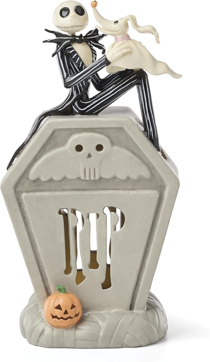 Lenox Halloween Nightmare Before Christmas Jack Skellington Figurine | porcelain, 10 inch height | requires 3 aaa batteries | collectible gift for disney and nightmare before christmas fans