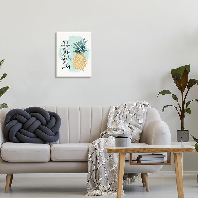 Pineapple Illustration, 13 x 19 Inch Mounted Print on Wall Plaque | Stupell Industries · By Jo Moulton · Ready to hang · Tropical phrase decor for kitchen or dining spaces · Made in USA