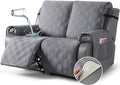 TAOCOCO 100% Waterproof Loveseat Recliner Cover, Non Slip Split Loveseat Covers for Reclining Loveseat with Elastic Straps, Washable Recliner Chair/Furniture Protector for Kids Pets(2 Seater, Gray)