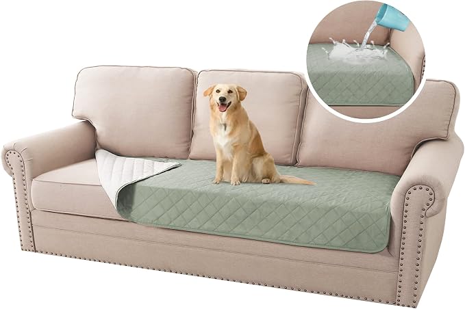 H.VERSAILTEX Couch Cover for Dogs Washable 100% Waterproof Sofa Cushion Cover Dog Bed Cover Non-Slip Pet Blanket for Sofa Cushion Protector, 35" x 62", Sage