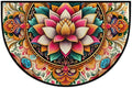 Ethnic Mandala Half Round Rug Half Moon Door Mat Half Circle Rugs | Ethnic Washable Non-Slip Semi Circle Rug Welcome Half Round Door Mat Indoor Entrance Kitchen Bedroom Living Room Decor