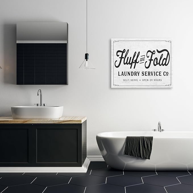 Stupell Industries Laundry Room Vintage Sign, 30 x 40 Inch Canvas Wall Art