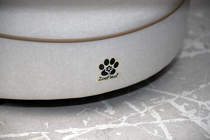 Human & Pet Shared Round Dog Bed, High Resilience Foam with Solid Pine Leg Frame, Indoor Pet Furniture(Cream Beige)