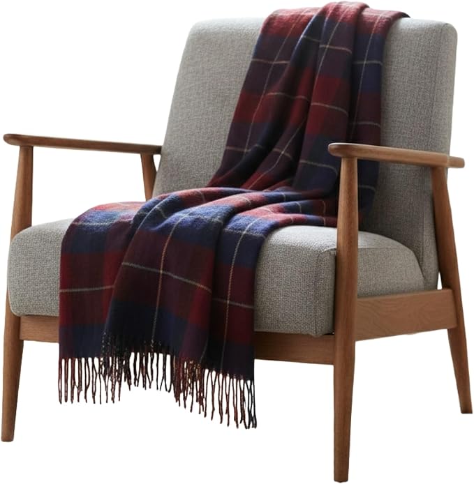 Lavish Home Throw Blanket – 50x60 Soft Cashmere-Like Acrylic, Machine-Washable and Lightweight Decorative Throw Blanket for Bed, Sofa, or Chair - (Blue & Red Plaid)