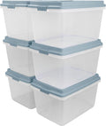 Hefty HI-RISE Stackable Storage Bins - Under Bed Storage Containers with Lids, Shoe Organizer, Plastic Storage Bins, Clear Shoe Boxes with XL Lid-Locking Latches, Durable Double Rim - 72qt (6 Pack)