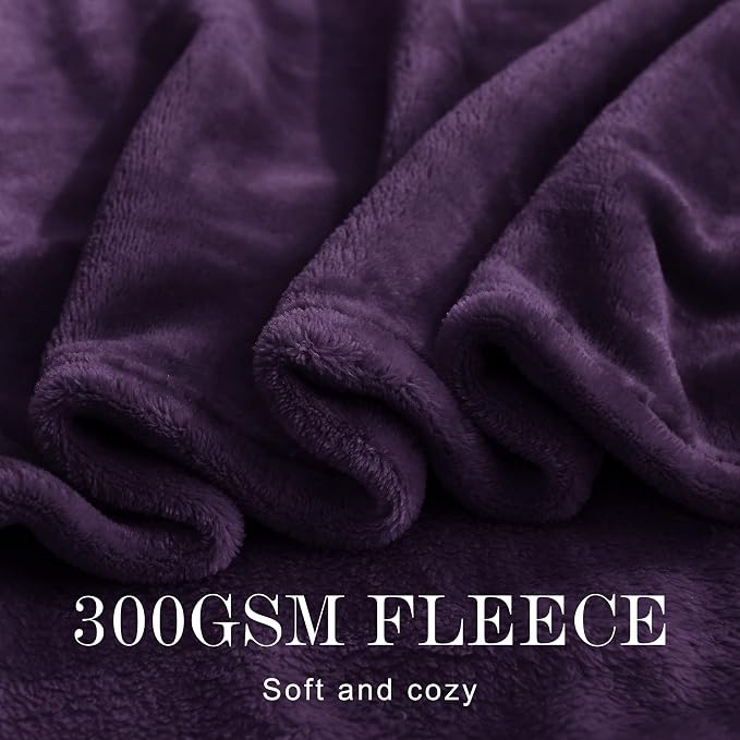 NICETOWN Purple Fleece Throw Blanket - Purple Lightweight Warm Super Soft Cozy Microfiber Blanket for Sofa, Couch, Bed, Camping, Travel, 50" x 60"