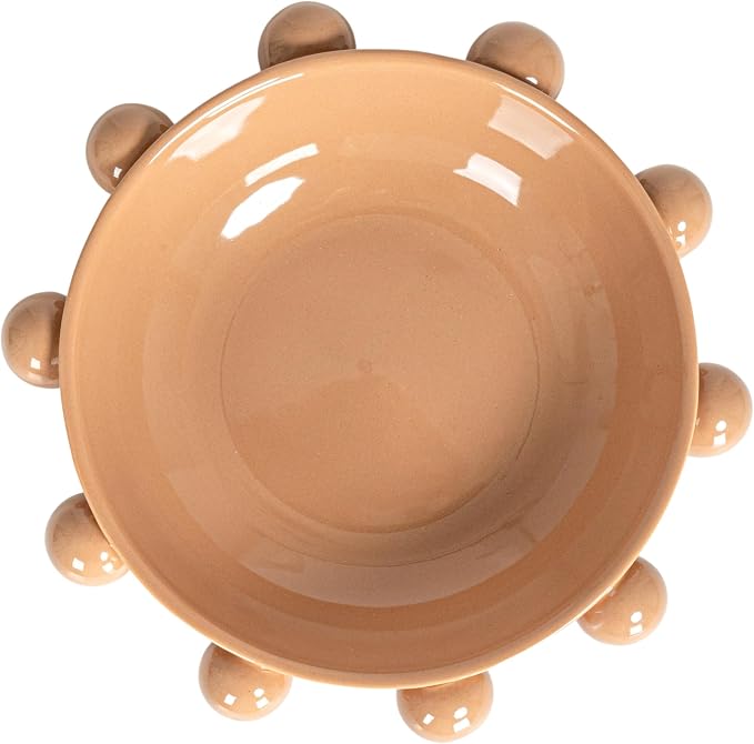 Bloomingville 9.75 Inches Stoneware Bowl with Orbs and Reactive Glaze, Nude