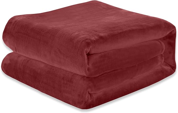 Elegant Comfort Luxury Velvety Softness Fuzzy Plush Micro-Velour Ultra-Soft Blanket , King/California King, Burgundy