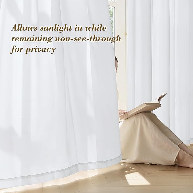 FMFUNCTEX Sheer Non-See-Through White Curtains - Image 4