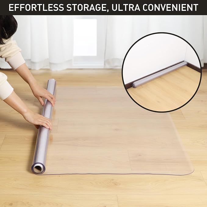 3'x20' Vinyl Runner Rug for Hallway, Clear Waterproof Kitchen Mat for Floor, Non-Slip Plastic Floor Mat for Entryway, Easy Clean Durable Area Mat for Bedroom, Laundry Room