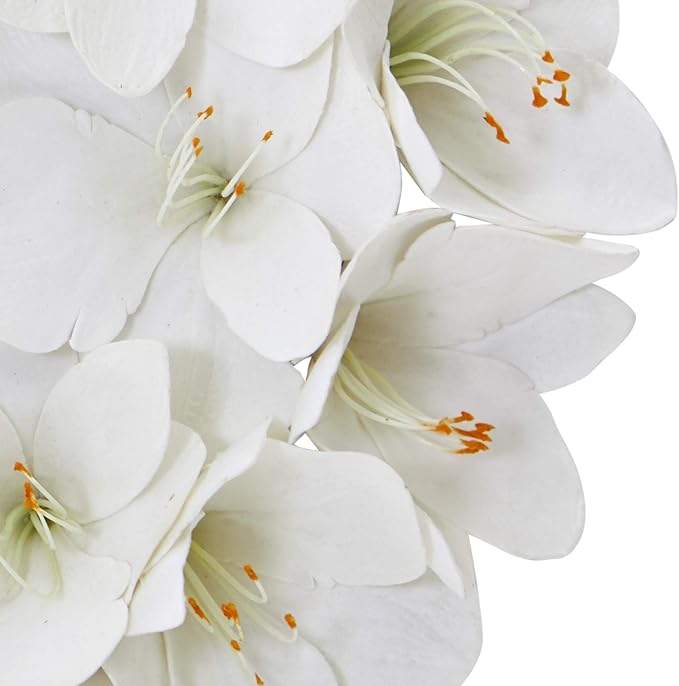 Nearly Natural 24 in. Amaryllis Artificial Wreaths White