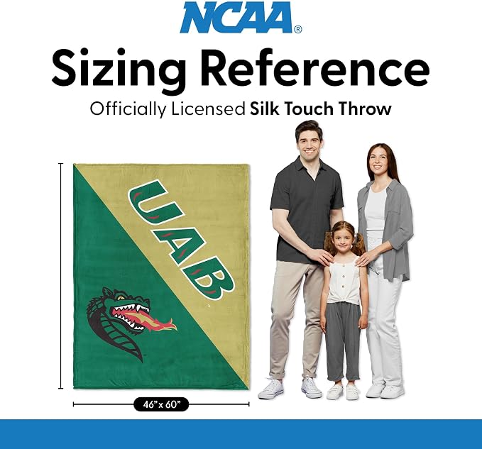 Northwest NCAA Silk Touch Throw Blanket, Ultra Soft Plush Polyester, Lightweight Warm Decorative Fan Gift, 46 x 60 in