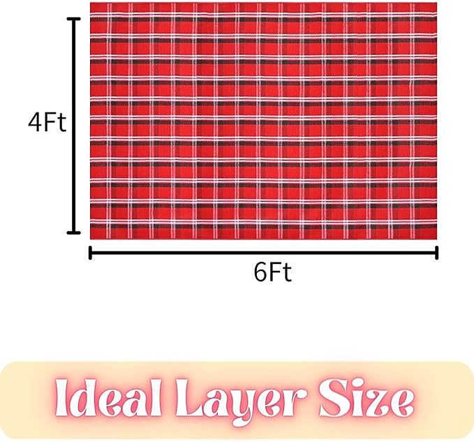 Ckorzen Red Green and White Plaid Rug, 4' x 6' Christmas Front Porch Outdoor Rug, Handwoven Cotton Washable Rug for Layered Door Mats, Holiday Entryway and Home Décor