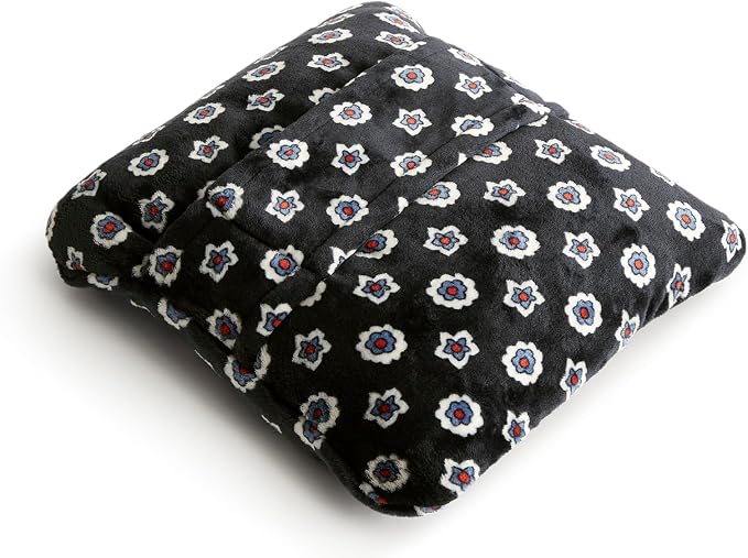 Vera Bradley Women's Fleece Plush Throw Blanket, Mini Flower Dot Black, One Size