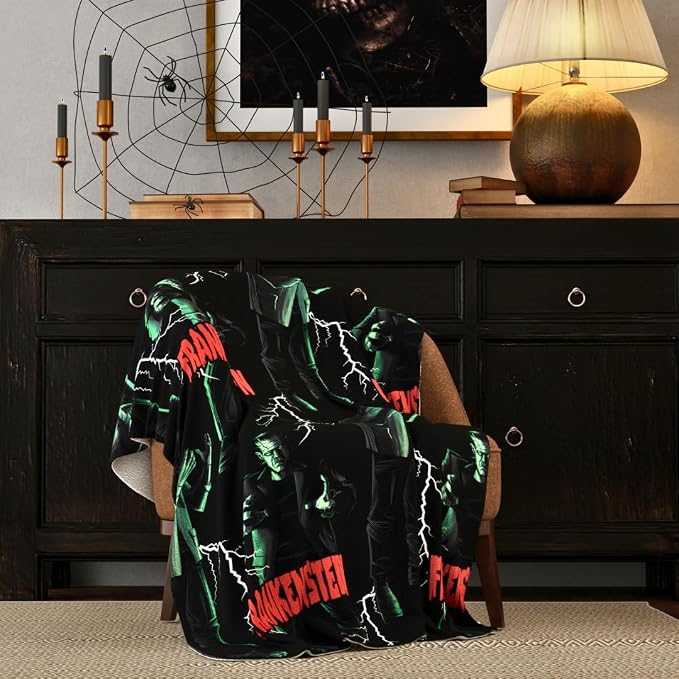 Universal Monsters Frankenstein Halloween Horror Throw Blanket, Super Soft Cozy Plush Bedding, 50" x 70", (Officially Licensed Product) by Franco