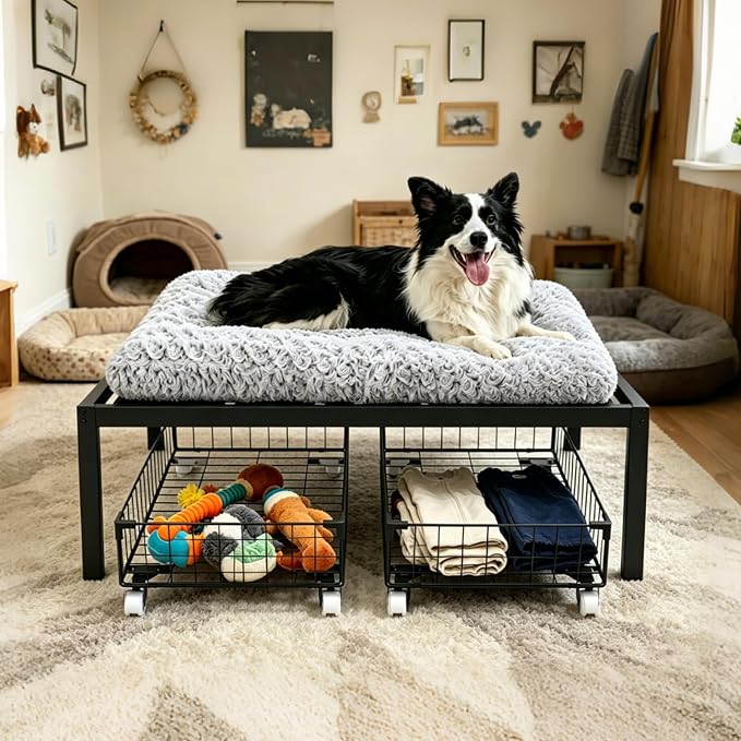 Dog Bed Frame,with Two Storage Drawer,Suitable for Various Dog beds | Get off the ground for healthier sleep
