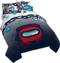 Among Us Queen Comforter Set 5 Piece Kids Video Game Bedding, Multi | Bed in a Bag, Comforter Sheets Pillowcases, Official Product, Soft Microfiber, Machine Washable, Easy Care, Kids Gift