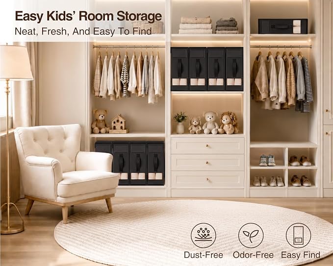 DIMJ Bed Sheet Organizers and Storage 8 Pack - Foldable Sheet Holder, Linen Closet Organizer Box for Sheets Set, Bedding, Blankets, Towel (King & Queen Size)