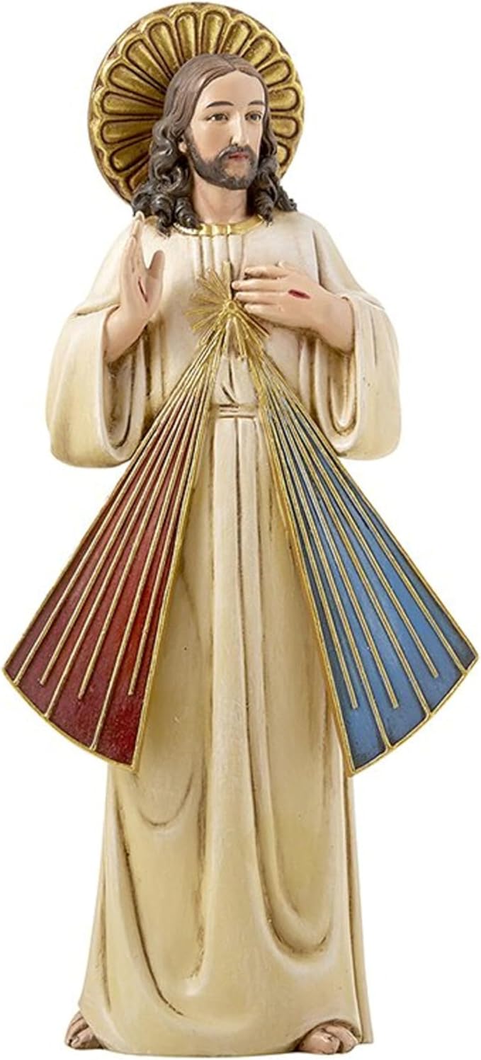 Avalon Gallery Hummel Inspired Figurines Hand Painted Carved Catholic Figurine, 8-Inch, Divine Mercy